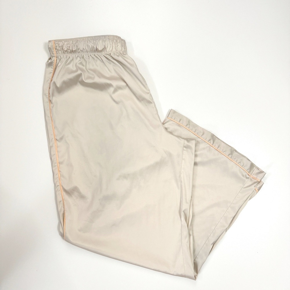 Parade Satin Wide Leg Pajama Pants XL Champagne Beige Peach Piping‎ Lounge